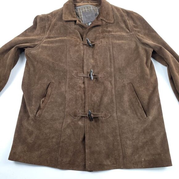 J.Crew Men’s Brown Label Suede‎ Leather Coat / Jacket Large Zipper Lining Toggle - Picture 4 of 13